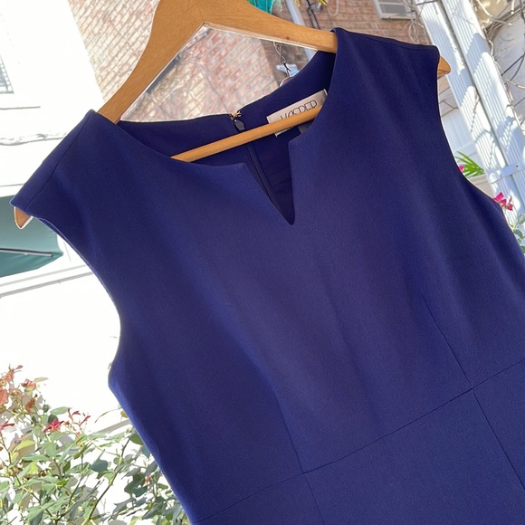 KASPER - Navy Blue - Notched-Neck Sheath Dress Size 4 - Picture 7 of 16